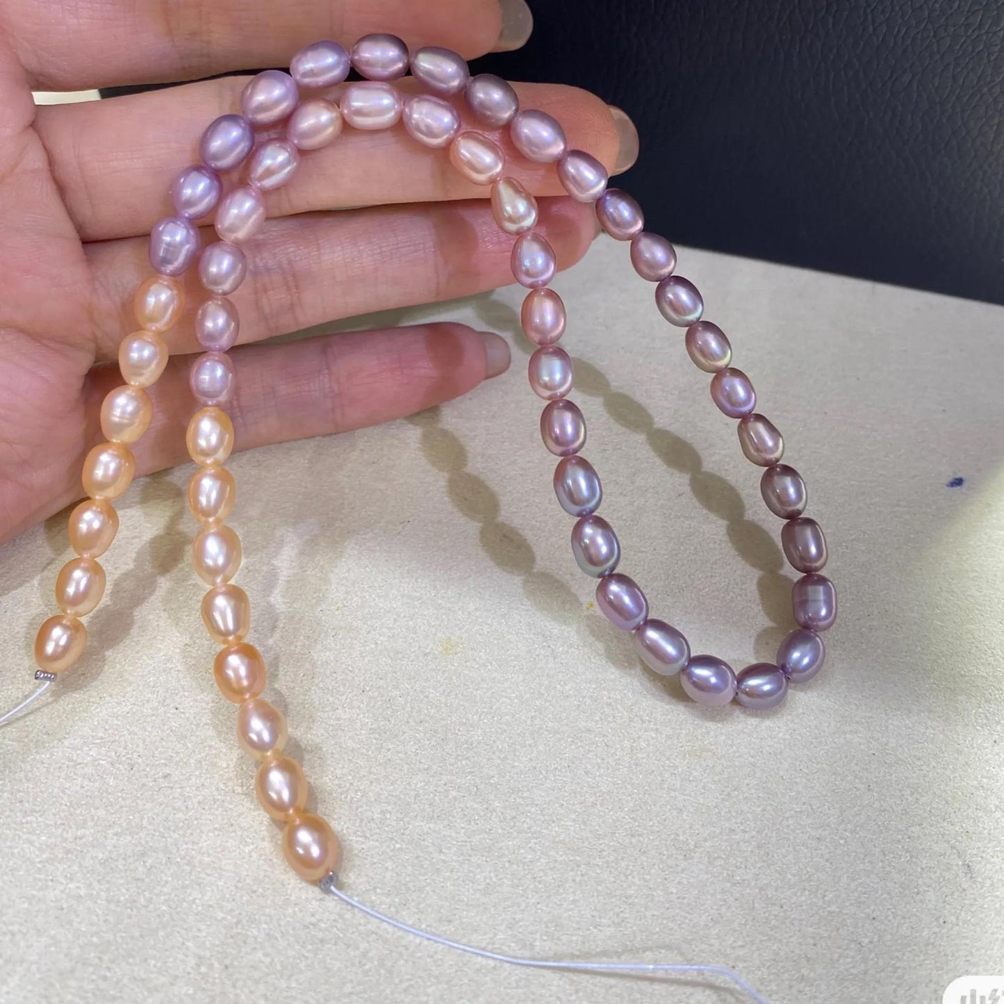 Natürliche Farbverlauf Süßwasserperlen Strang für DIY Schmuck, Reisform Perlen Lila bis Pfirsich, Oval Beads Handarbeit Basteln