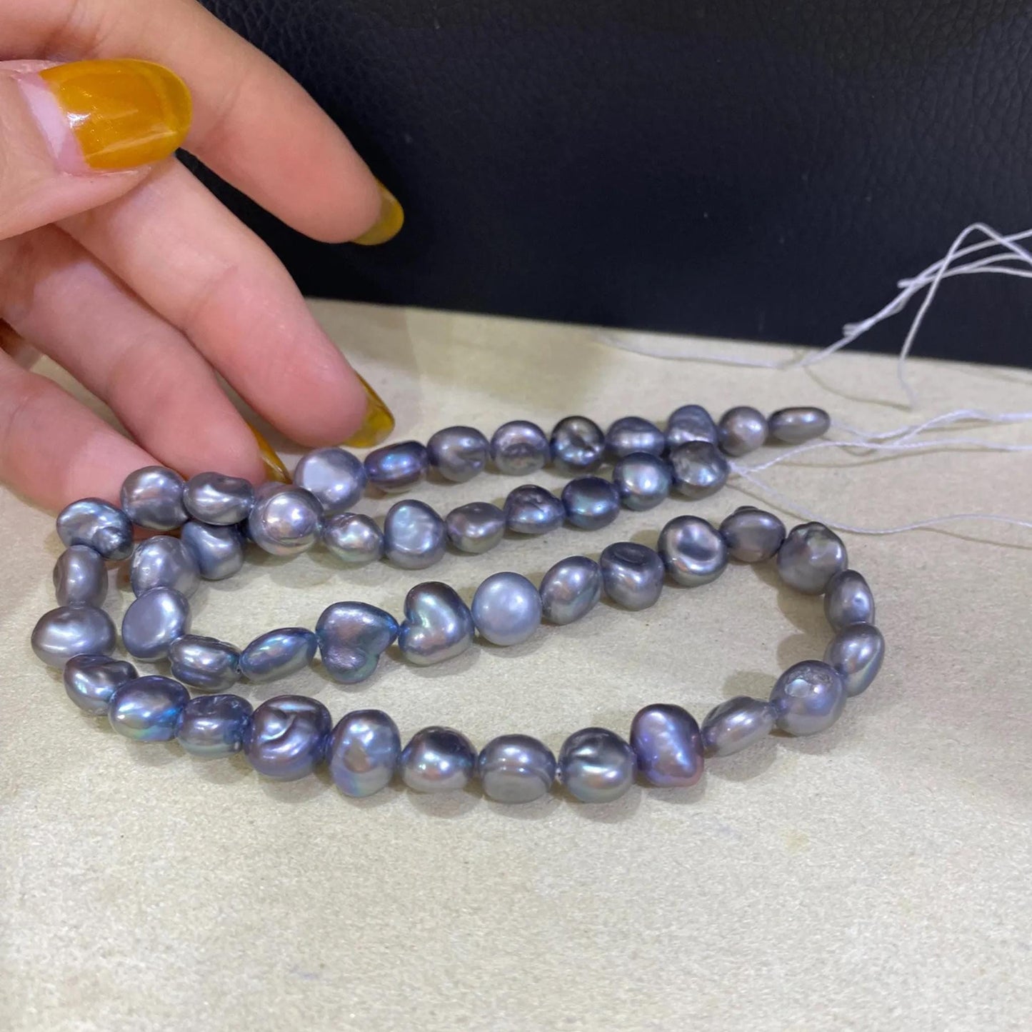 Gefärbte Barock Süßwasserperlen in Blau Grau für DIY Schmuck, unregelmäßige Perlenstränge, Chunky Nuggets zum Basteln