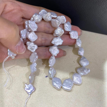 Handgemachte Barock-Perlenkette aus Süßwasserperlen – Unregelmäßige Cloud Nugget Perlen für Schmuckdesign, ca. 12mm groß