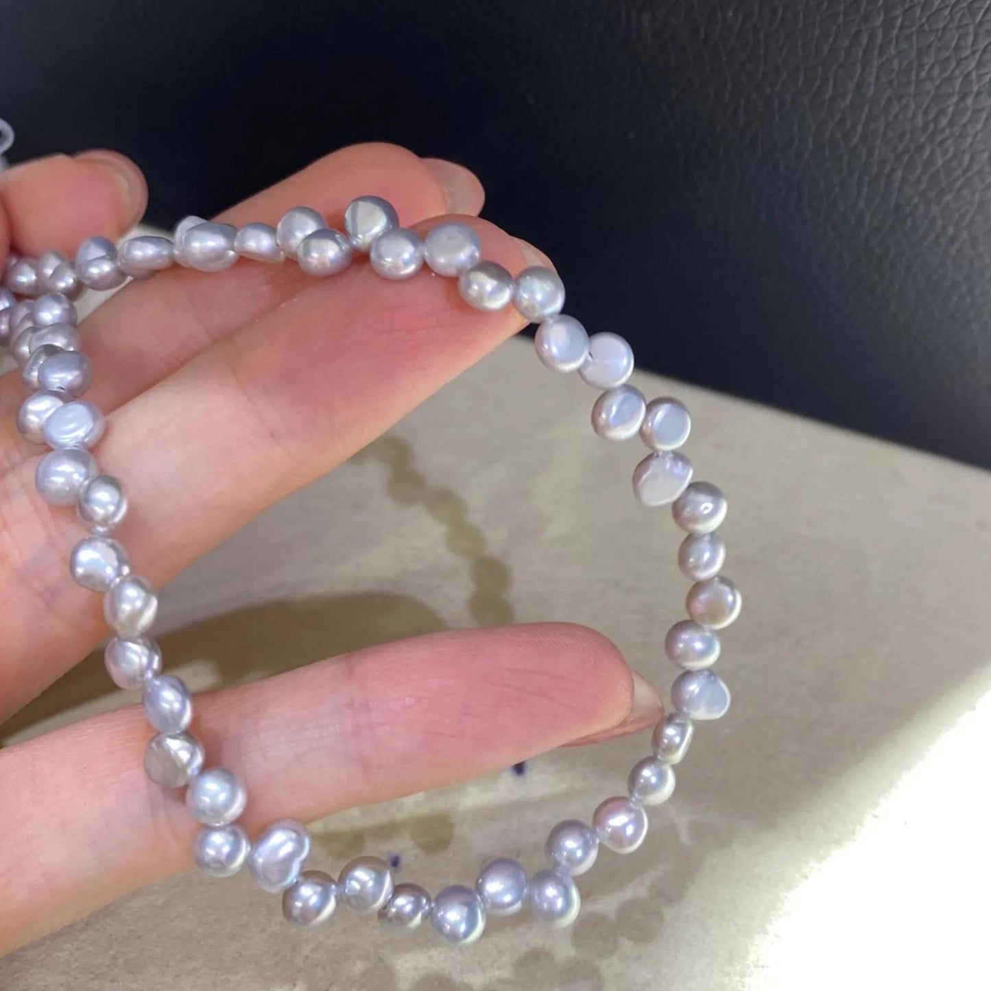 Barock Süßwasserperlen in Grau Lavendel für DIY Schmuckherstellung, unregelmäßige Naturperlen, Perlenstrang zum Basteln