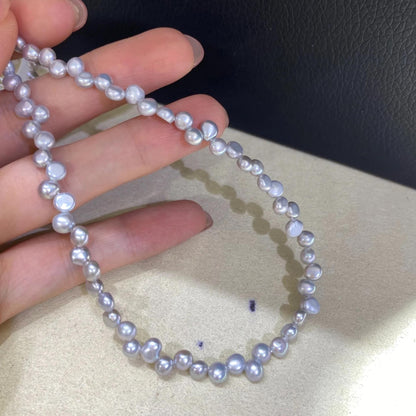 Barock Süßwasserperlen in Grau Lavendel für DIY Schmuckherstellung, unregelmäßige Naturperlen, Perlenstrang zum Basteln