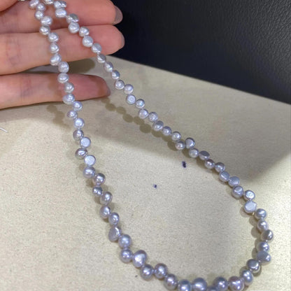 Barock Süßwasserperlen in Grau Lavendel für DIY Schmuckherstellung, unregelmäßige Naturperlen, Perlenstrang zum Basteln