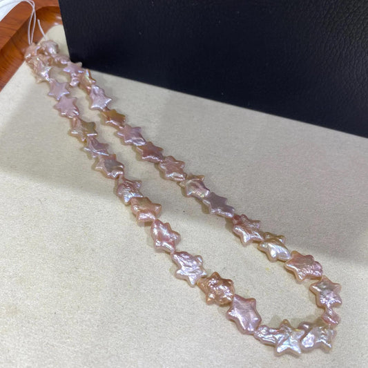 Barocke Süßwasserperlen in Sternform Pfirsichrosa für DIY Schmuck, Naturperlenstrang, große unregelmäßige Perlen Bastelbedarf