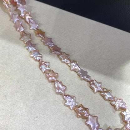 Barocke Süßwasserperlen in Sternform Pfirsichrosa für DIY Schmuck, Naturperlenstrang, große unregelmäßige Perlen Bastelbedarf