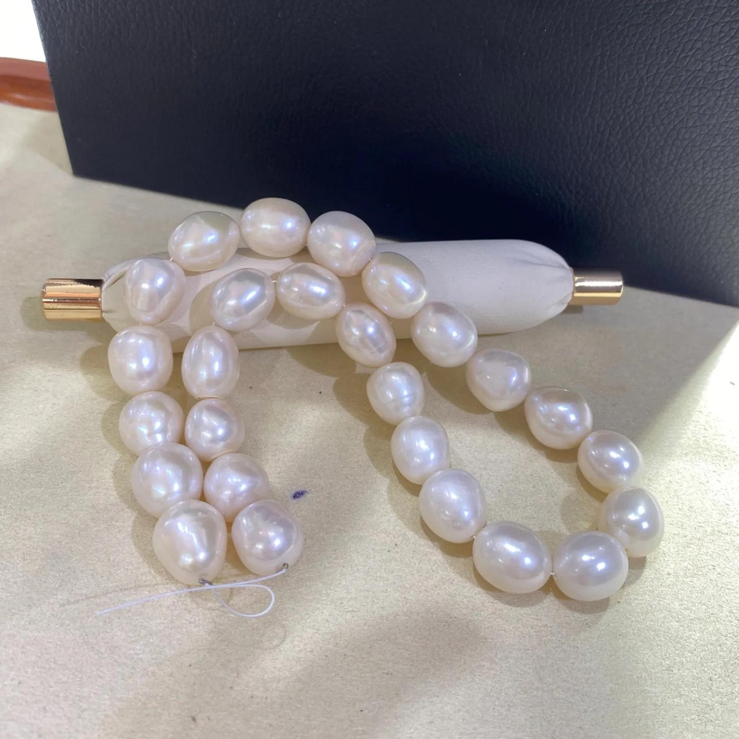 Große Süßwasserperlen Strang, weiße Reiskorn Perlen, Chunky Oval Beads für Schmuckherstellung, DIY Halskette Armband Zubehör