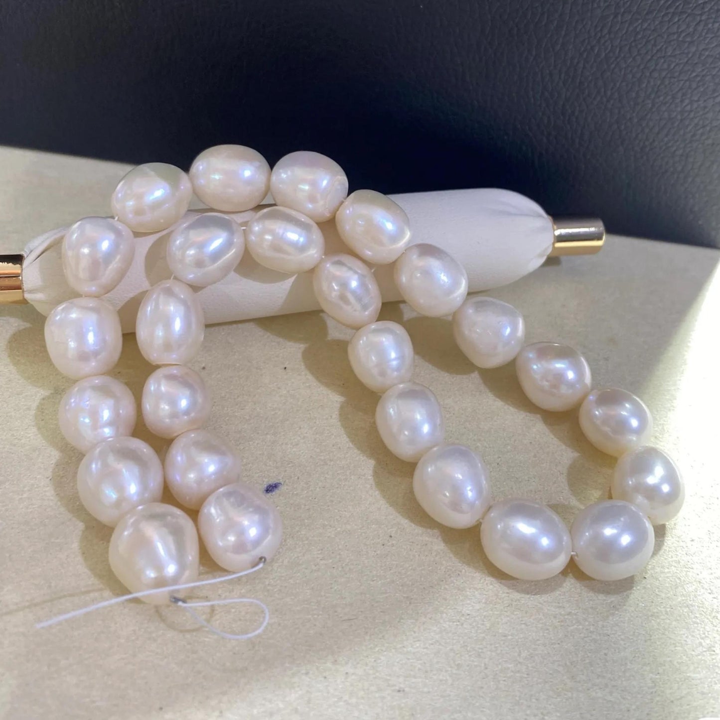 Große Süßwasserperlen Strang, weiße Reiskorn Perlen, Chunky Oval Beads für Schmuckherstellung, DIY Halskette Armband Zubehör