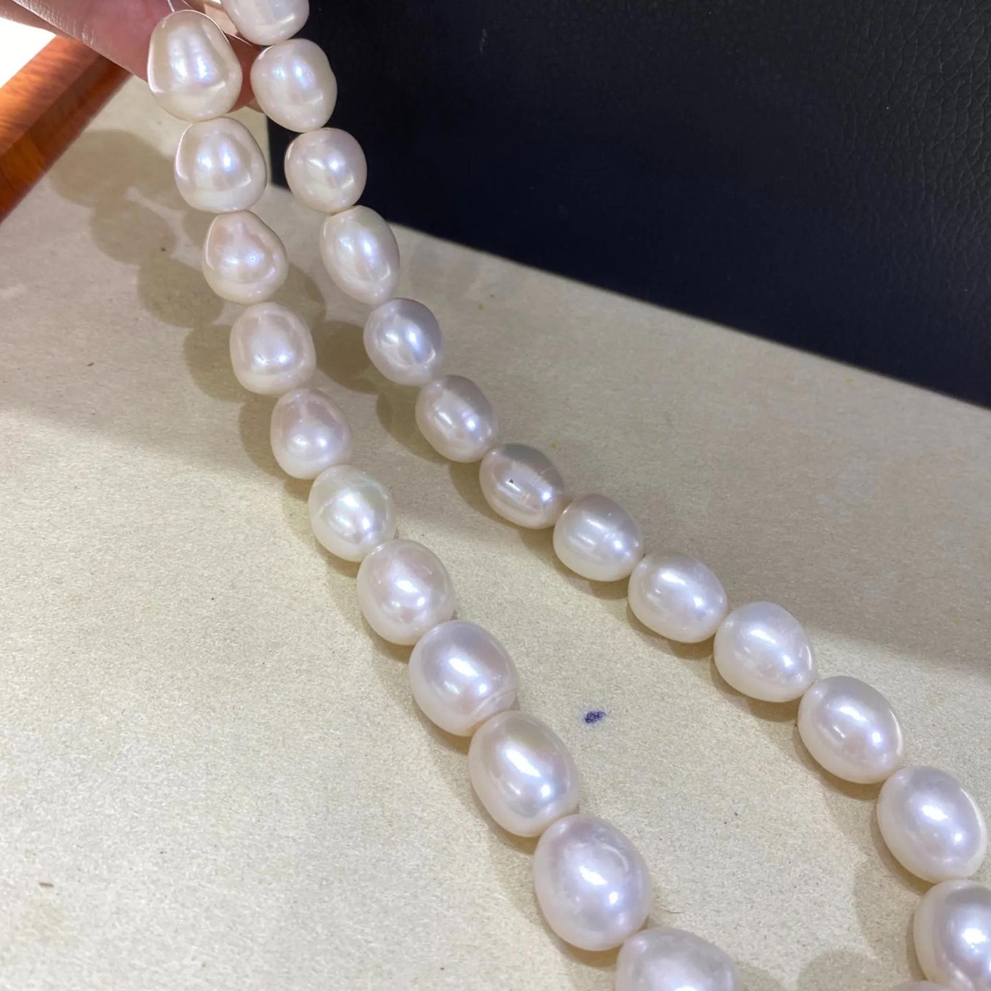 Große Süßwasserperlen Strang, weiße Reiskorn Perlen, Chunky Oval Beads für Schmuckherstellung, DIY Halskette Armband Zubehör