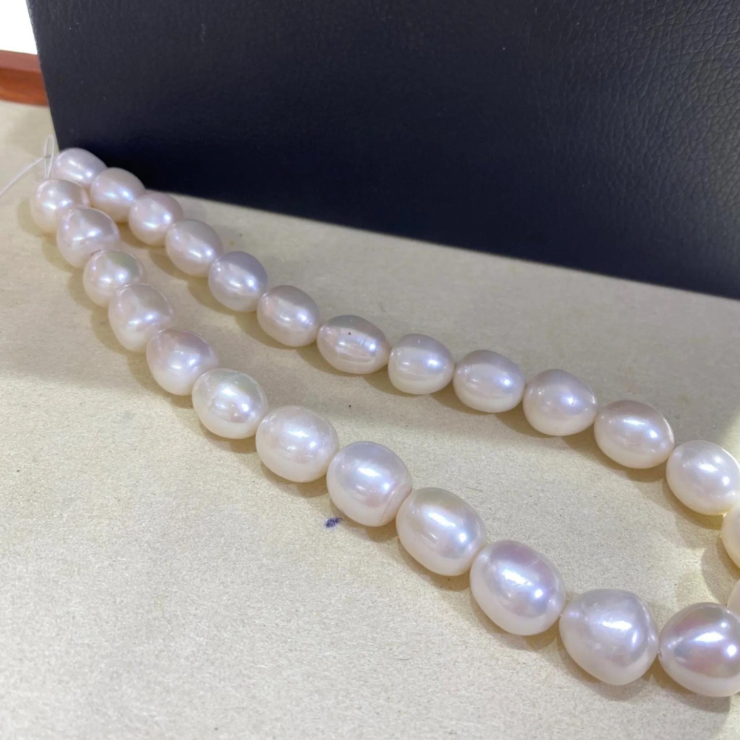 Große Süßwasserperlen Strang, weiße Reiskorn Perlen, Chunky Oval Beads für Schmuckherstellung, DIY Halskette Armband Zubehör