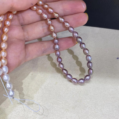 Handgemachte bunte Süßwasserperlen Strang Perlen, natürliche ovale Reisperlen für Schmuckherstellung, mehrfarbige DIY Schmuckperlen