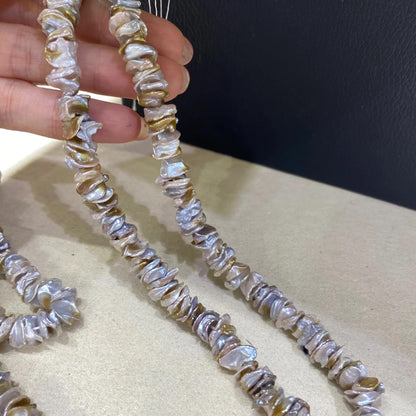 Natürliche Keshi Süßwasserperlen Strang, unregelmäßige Nugget Chips, DIY Schmuckherstellung, Boho Halskette Armband Perlen
