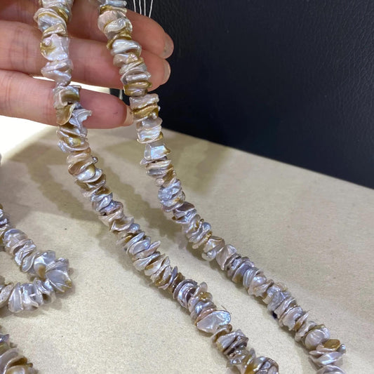 Natürliche Keshi Süßwasserperlen Strang, unregelmäßige Nugget Chips, DIY Schmuckherstellung, Boho Halskette Armband Perlen