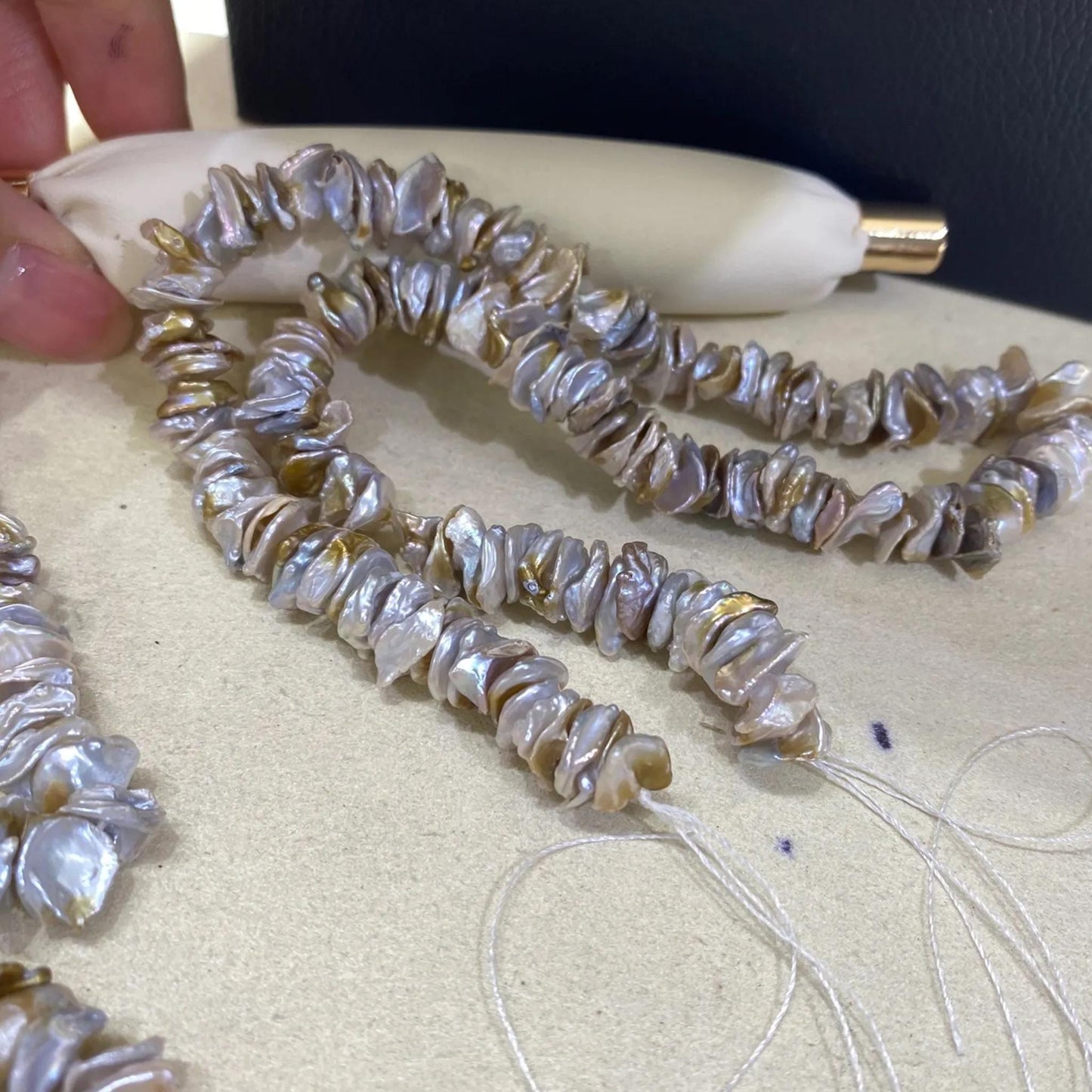 Natürliche Keshi Süßwasserperlen Strang, unregelmäßige Nugget Chips, DIY Schmuckherstellung, Boho Halskette Armband Perlen