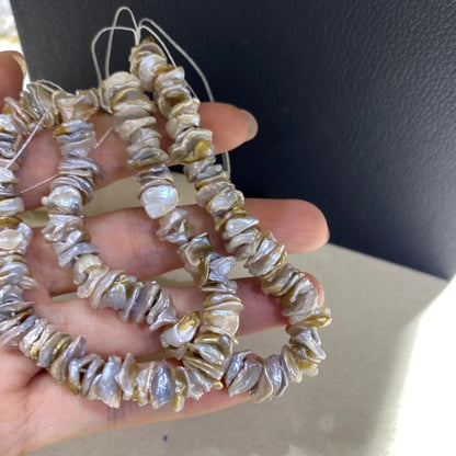 Natürliche Keshi Süßwasserperlen Strang, unregelmäßige Nugget Chips, DIY Schmuckherstellung, Boho Halskette Armband Perlen