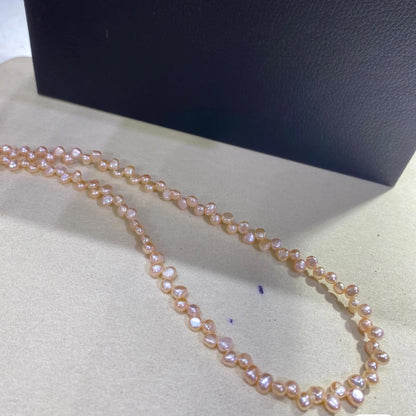 Pfirsichfarbene Barockperlen mit schrägem Bohrloch, natürliche Süßwasserperlen für Schmuckherstellung, kleine Blütenform DIY Perlenstrang