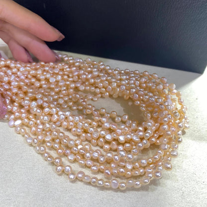 Pfirsichfarbene Barockperlen mit schrägem Bohrloch, natürliche Süßwasserperlen für Schmuckherstellung, kleine Blütenform DIY Perlenstrang