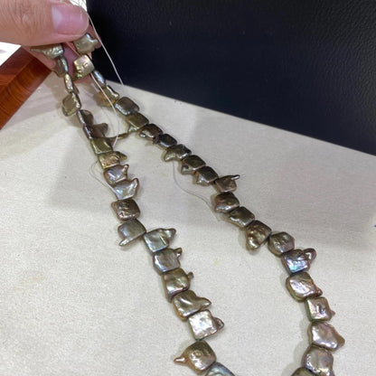 Gefärbte grüne Barock Süßwasserperlen Strang mit unregelmäßigen flachen Nugget Perlen für Schmuckherstellung DIY Bastelmaterial