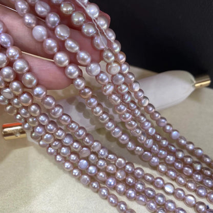 Zartrosa Süßwasserperlenstrang für Schmuckherstellung DIY, handverlesene ovale Perlen mit Glanz, romantischer Perlenschmuck 38cm