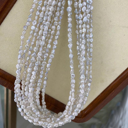 Handgemachte natürliche Barock Süßwasserperlen Strang für Schmuckherstellung, unregelmäßige weiße Perlen, kleine Nugget Perlen DIY