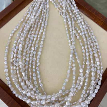 Handgemachte natürliche Barock Süßwasserperlen Strang für Schmuckherstellung, unregelmäßige weiße Perlen, kleine Nugget Perlen DIY