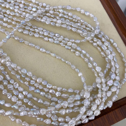 Handgemachte natürliche Barock Süßwasserperlen Strang für Schmuckherstellung, unregelmäßige weiße Perlen, kleine Nugget Perlen DIY
