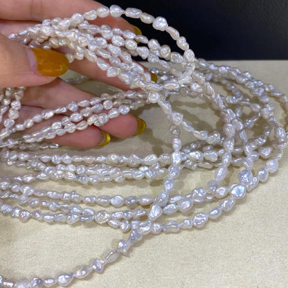 Handgemachte natürliche Barock Süßwasserperlen Strang für Schmuckherstellung, unregelmäßige weiße Perlen, kleine Nugget Perlen DIY