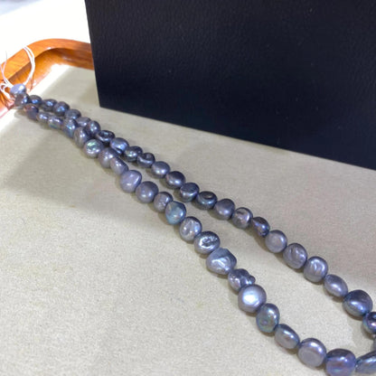 Handgemachte Barock Süßwasserperlen in Blau-Grau, unregelmäßige große Perlen für DIY Schmuckdesign, Chunky Nugget Perlenstrang Natur