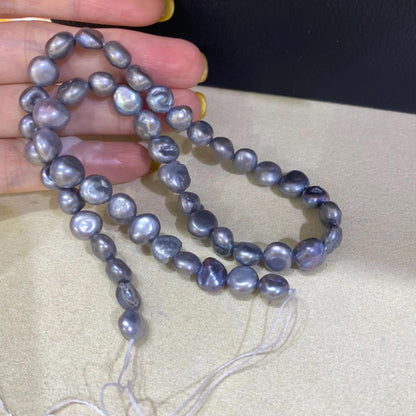 Handgemachte Barock Süßwasserperlen in Blau-Grau, unregelmäßige große Perlen für DIY Schmuckdesign, Chunky Nugget Perlenstrang Natur