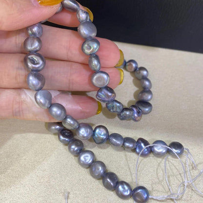 Handgemachte Barock Süßwasserperlen in Blau-Grau, unregelmäßige große Perlen für DIY Schmuckdesign, Chunky Nugget Perlenstrang Natur