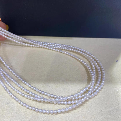 Natürliche weiße Süßwasserperlen Strang, kleine runde Perlen für DIY Schmuckherstellung, zarte Perlenkette, Mini Beads Handmade