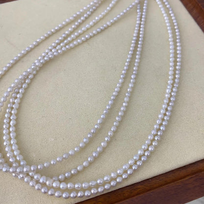 Natürliche weiße Süßwasserperlen Strang, kleine runde Perlen für DIY Schmuckherstellung, zarte Perlenkette, Mini Beads Handmade