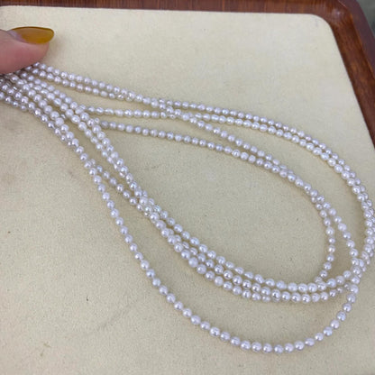 Natürliche weiße Süßwasserperlen Strang, kleine runde Perlen für DIY Schmuckherstellung, zarte Perlenkette, Mini Beads Handmade