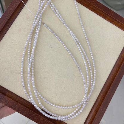 Natürliche weiße Süßwasserperlen Strang, kleine runde Perlen für DIY Schmuckherstellung, zarte Perlenkette, Mini Beads Handmade