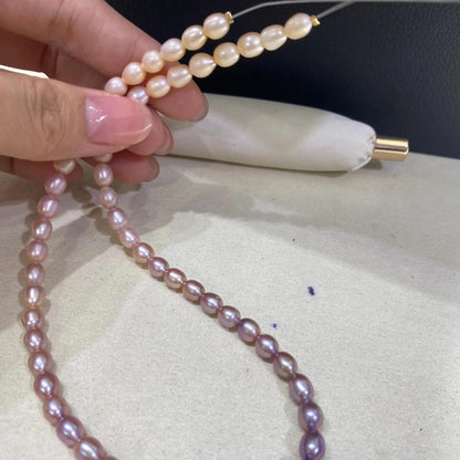 Handgemachte bunte Süßwasserperlen – Natürliche Reisform, pastellfarbene Ovalperlen für DIY Schmuck, ca. 5,7mm