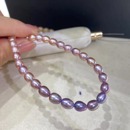 Handgemachte bunte Süßwasserperlen – Natürliche Reisform, pastellfarbene Ovalperlen für DIY Schmuck, ca. 5,7mm