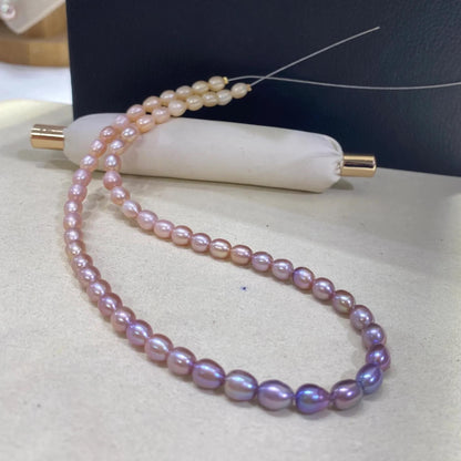 Handgemachte bunte Süßwasserperlen – Natürliche Reisform, pastellfarbene Ovalperlen für DIY Schmuck, ca. 5,7mm