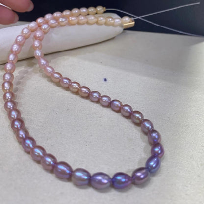 Handgemachte bunte Süßwasserperlen – Natürliche Reisform, pastellfarbene Ovalperlen für DIY Schmuck, ca. 5,7mm