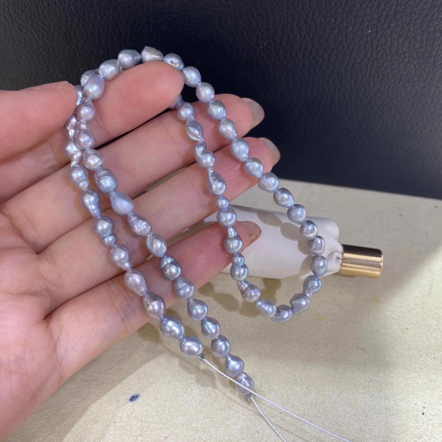 Graue barocke Süßwasserperlen für Schmuckherstellung, unregelmäßige Perlenstränge für DIY-Armband, Halskette oder Boho-Designs