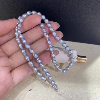 Graue barocke Süßwasserperlen für Schmuckherstellung, unregelmäßige Perlenstränge für DIY-Armband, Halskette oder Boho-Designs