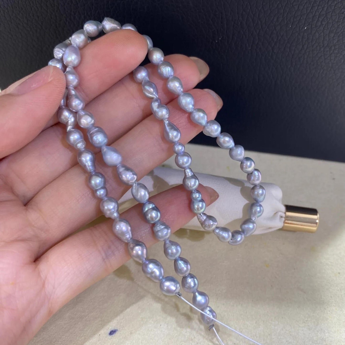 Graue barocke Süßwasserperlen für Schmuckherstellung, unregelmäßige Perlenstränge für DIY-Armband, Halskette oder Boho-Designs