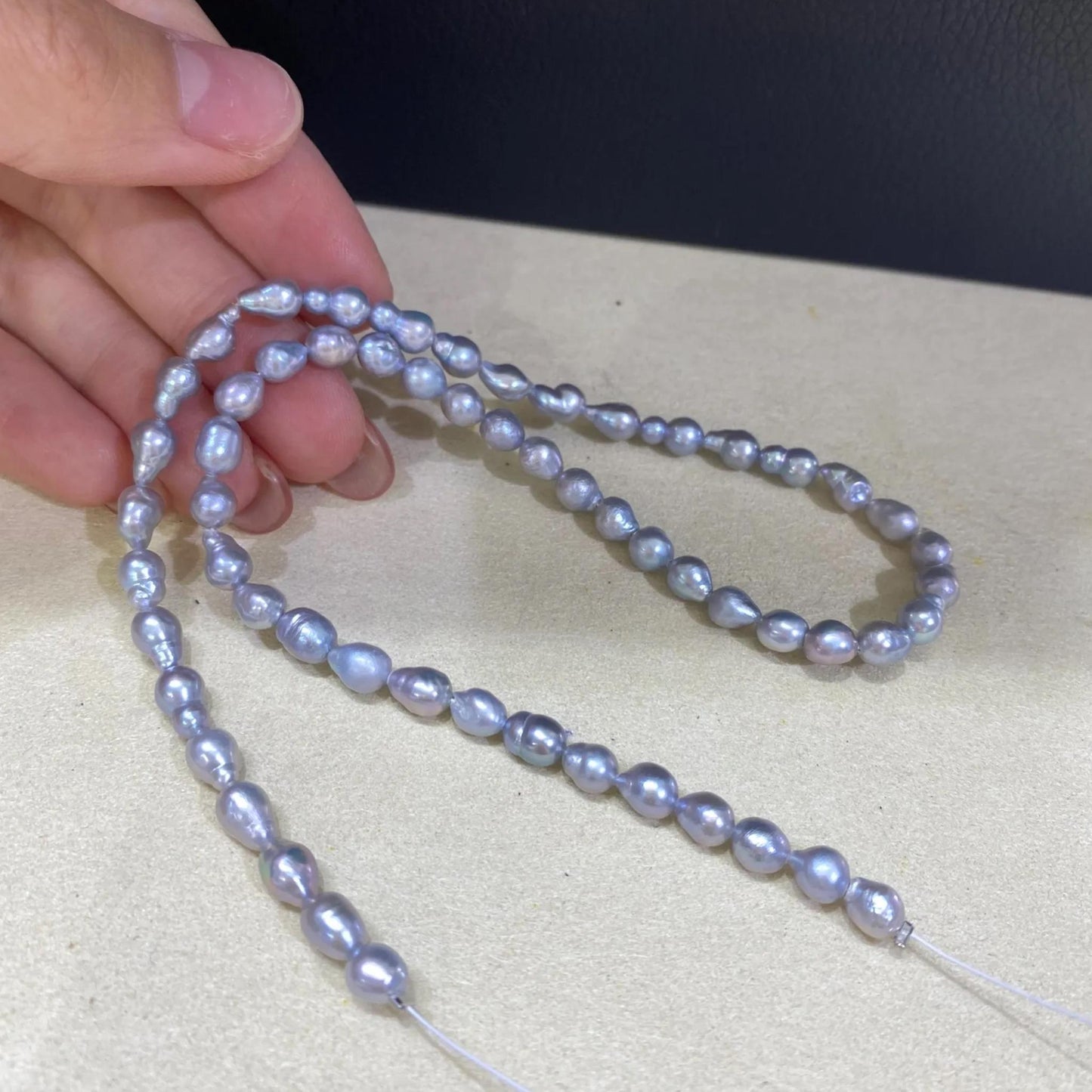 Graue barocke Süßwasserperlen für Schmuckherstellung, unregelmäßige Perlenstränge für DIY-Armband, Halskette oder Boho-Designs