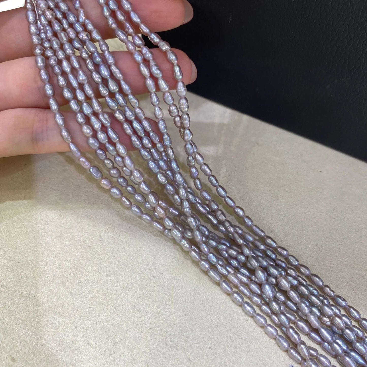 Natural Lavender Freshwater Pearls Strand for Jewelry Making, Light Purple Beads, Rice Shape Gemstones, Delicate Oval Beads Craft