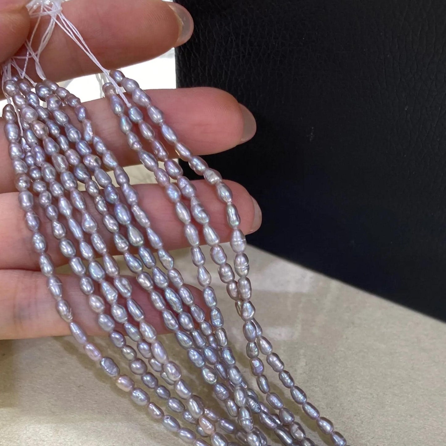 Natural Lavender Freshwater Pearls Strand for Jewelry Making, Light Purple Beads, Rice Shape Gemstones, Delicate Oval Beads Craft