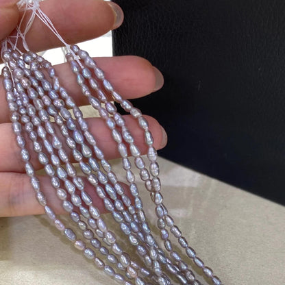 Natural Lavender Freshwater Pearls Strand for Jewelry Making, Light Purple Beads, Rice Shape Gemstones, Delicate Oval Beads Craft