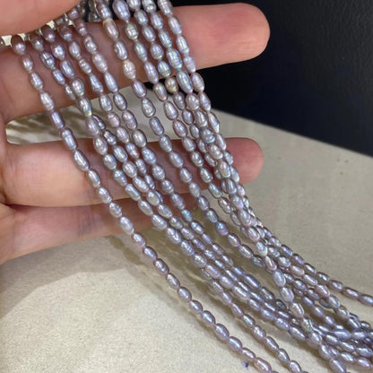 Natural Lavender Freshwater Pearls Strand for Jewelry Making, Light Purple Beads, Rice Shape Gemstones, Delicate Oval Beads Craft
