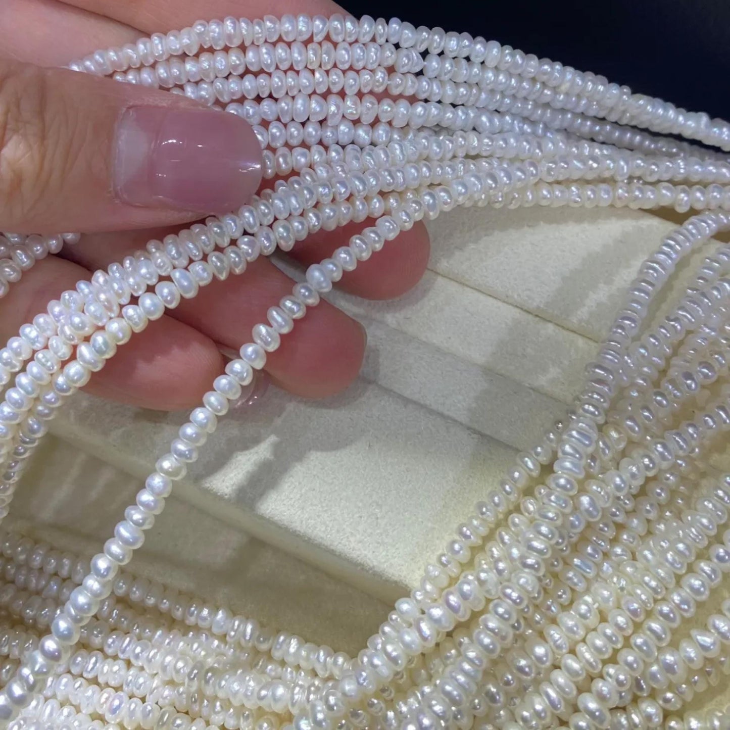 Natürliche Süßwasserperlen Weiß auf Strang, Kleine Reiskorn Perlen gebohrt für Schmuckherstellung, Oval Beads DIY Bastelperlen