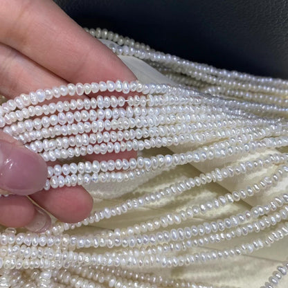 Natürliche Süßwasserperlen Weiß auf Strang, Kleine Reiskorn Perlen gebohrt für Schmuckherstellung, Oval Beads DIY Bastelperlen