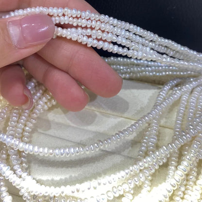 Natürliche Süßwasserperlen Weiß auf Strang, Kleine Reiskorn Perlen gebohrt für Schmuckherstellung, Oval Beads DIY Bastelperlen