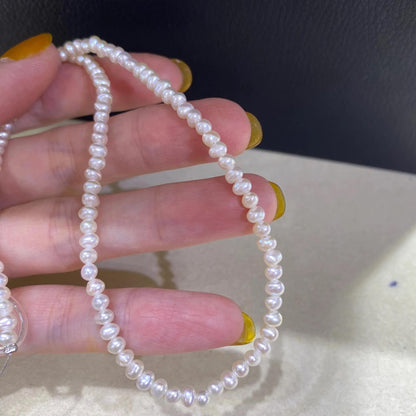 Weiße ovale Süßwasserperlen für DIY Schmuck, natürliche Reisperlen mit Glanz für Armbänder Ketten Ohrringe Bastelbedarf Perlenstrang