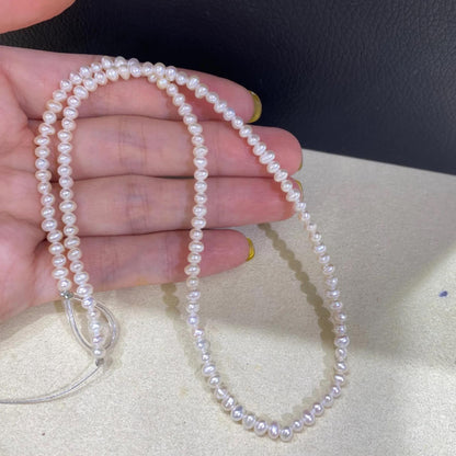 Weiße ovale Süßwasserperlen für DIY Schmuck, natürliche Reisperlen mit Glanz für Armbänder Ketten Ohrringe Bastelbedarf Perlenstrang