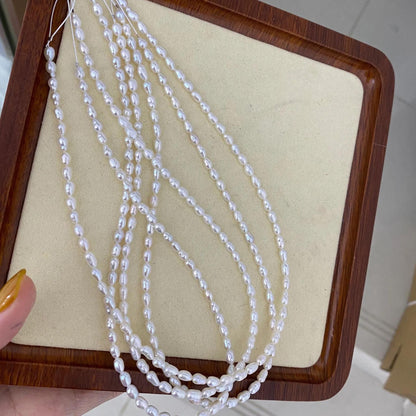 Natural White Freshwater Pearl Beads for Jewelry Making DIY Craft, Irregular Baroque Loose Pearls, Rice Shape, Small Oval Gemstone Beads